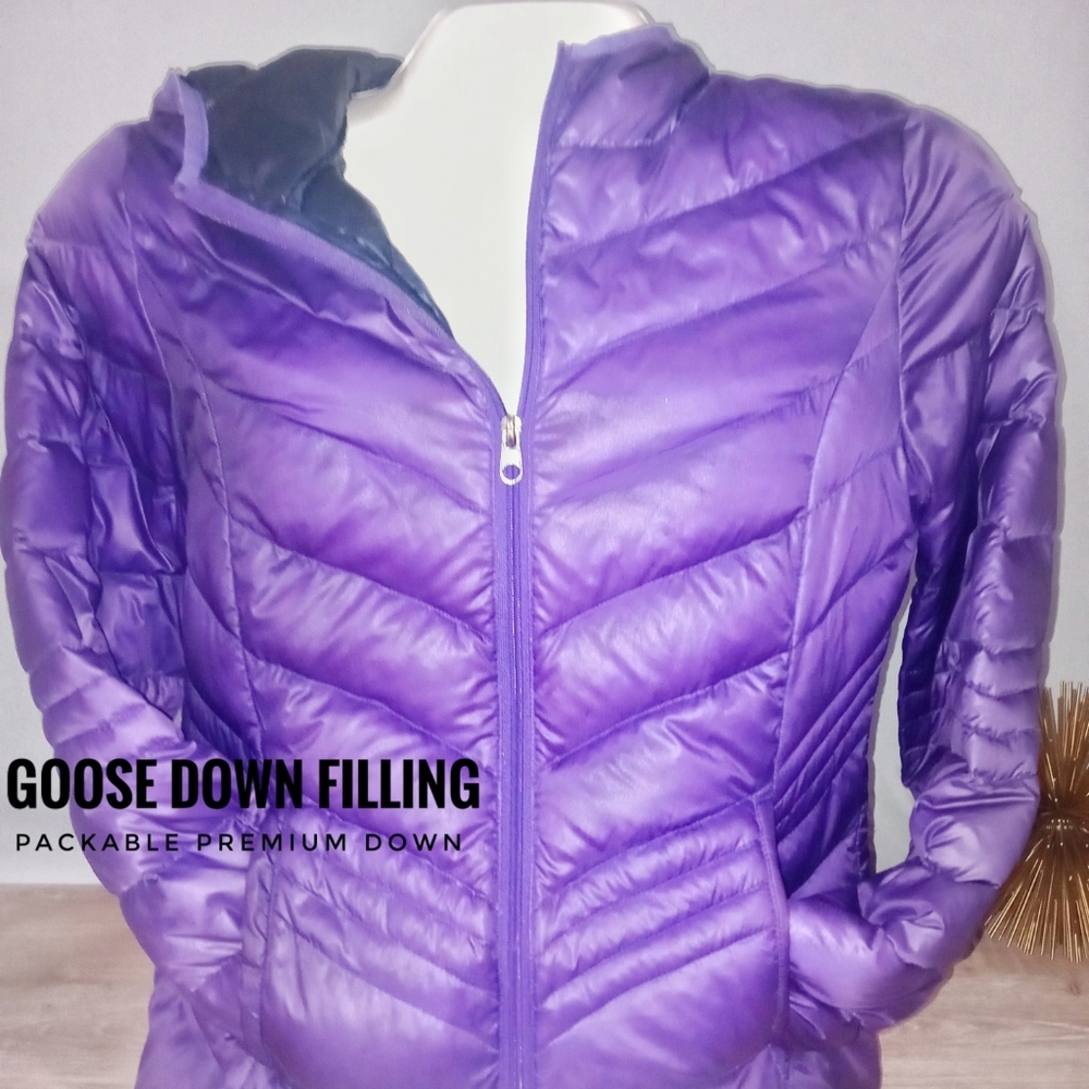 Xersion Packable Premium Down Small Coat Purple - image 1